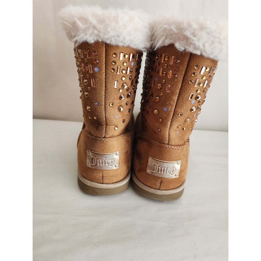 Juicy Couture Patty Tan Faux Fur Rhinestone Winter Boots Youth Size 2M CB1280 - Picture 4 of 7
